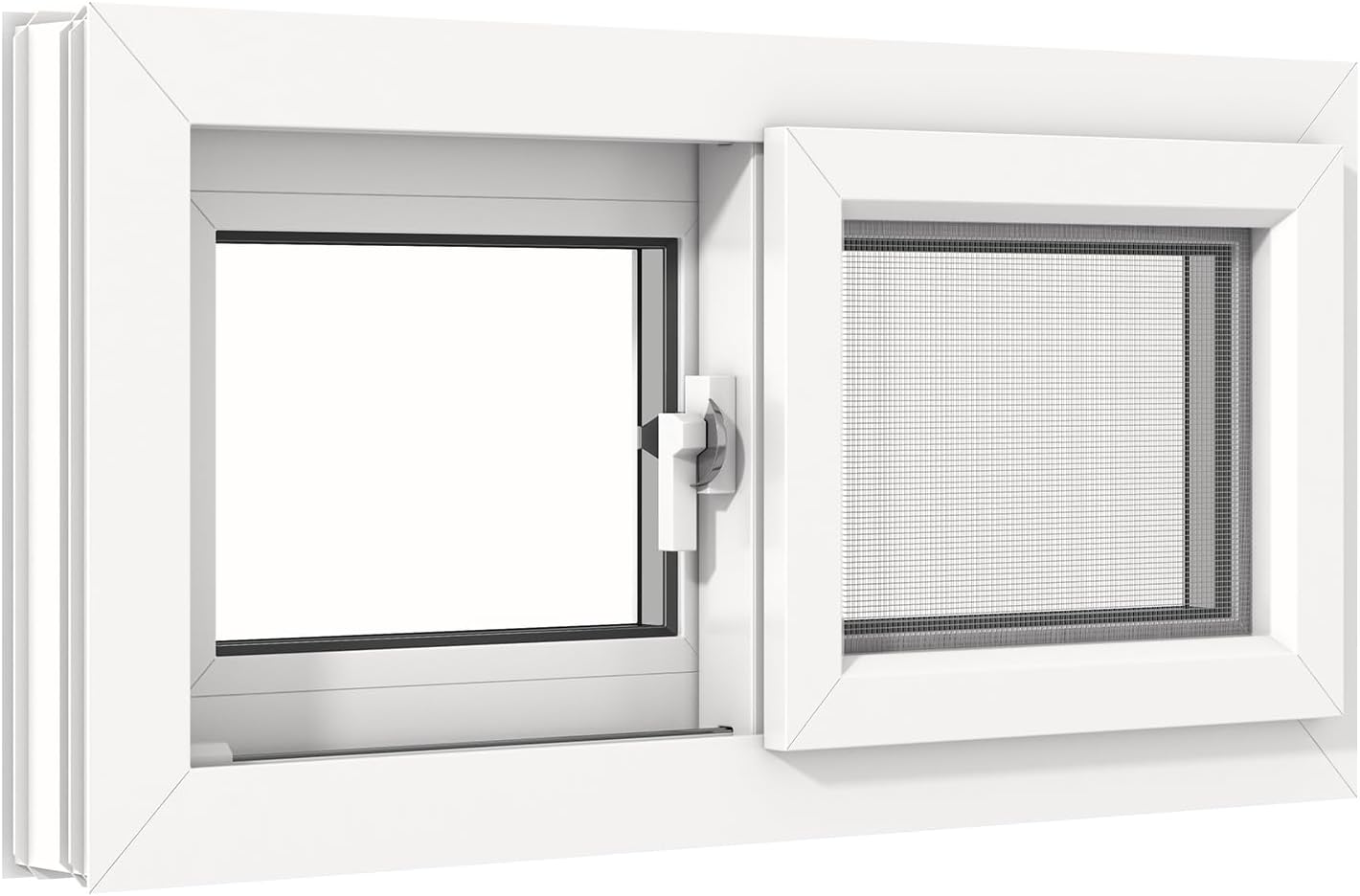 Vinyl Basement Double Slider Window,32" x 16" Basement Window,Removable Sliding Windows with Screen Windows,Featuring Double-Pane Insulated with Thermal Insulation Soundproof Glass(White)