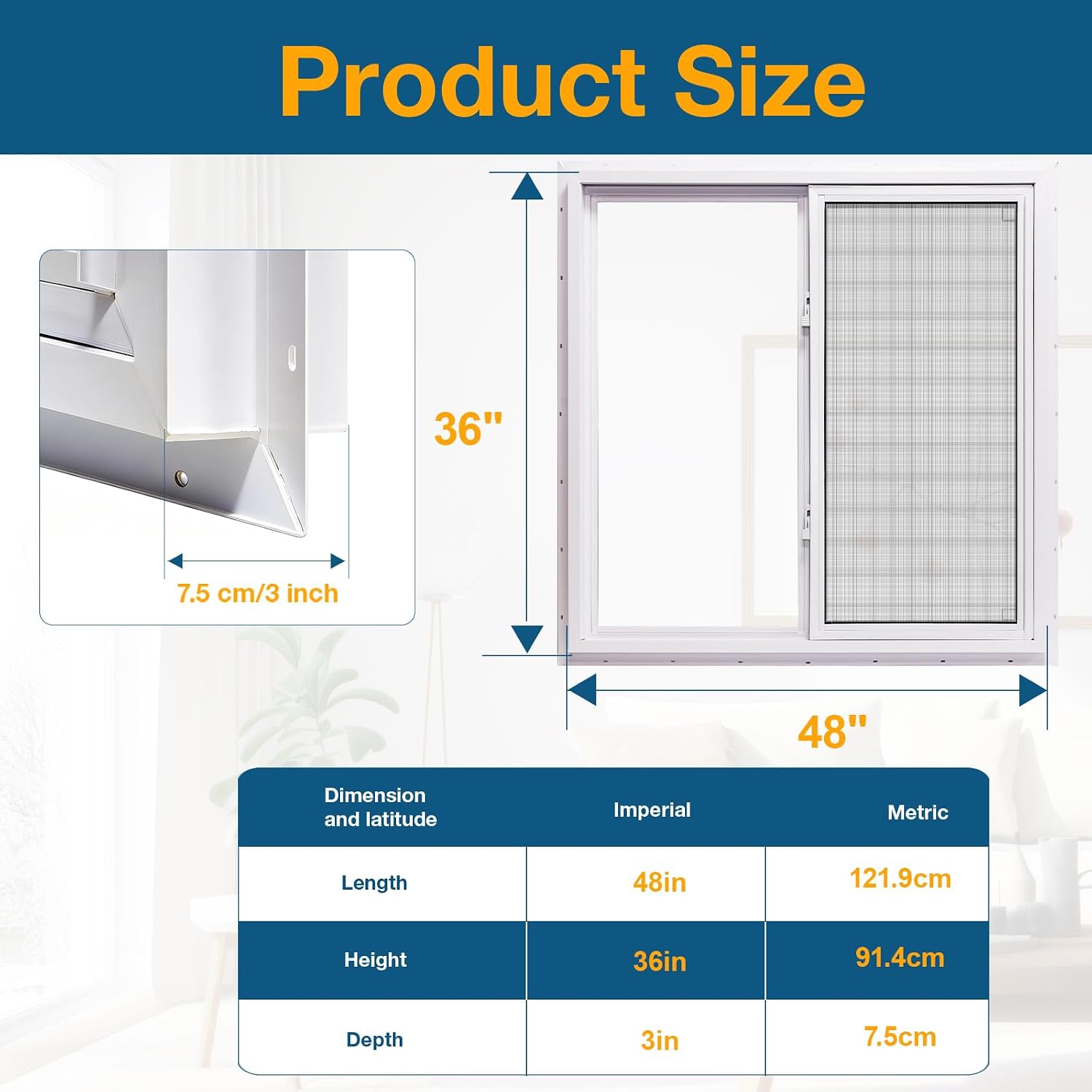 Basement Window, 48" x 36" Heavy Duty Vinyl Sliding Windows with Double Pane Insulated Tempered Glass and Fiberglass Screen for Basement, Bathroom, Garage, Shed, Home Replacement (White) - Image 2