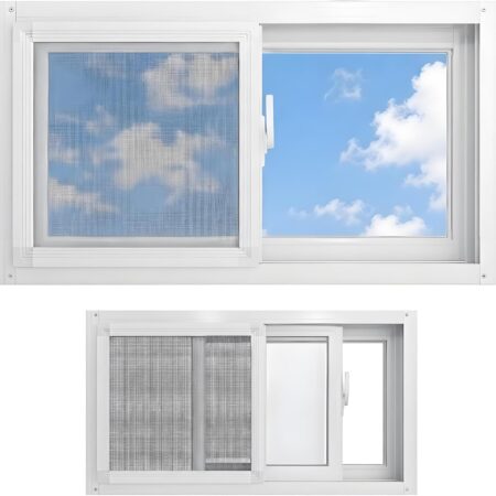 Basement Windows, 24"x12" Aluminum Sliding Windows for Bathroom & Shed | Small Household Window Replacement with Double Pane Tempered Glass, Horizontal Slider Window(White,26x15in)