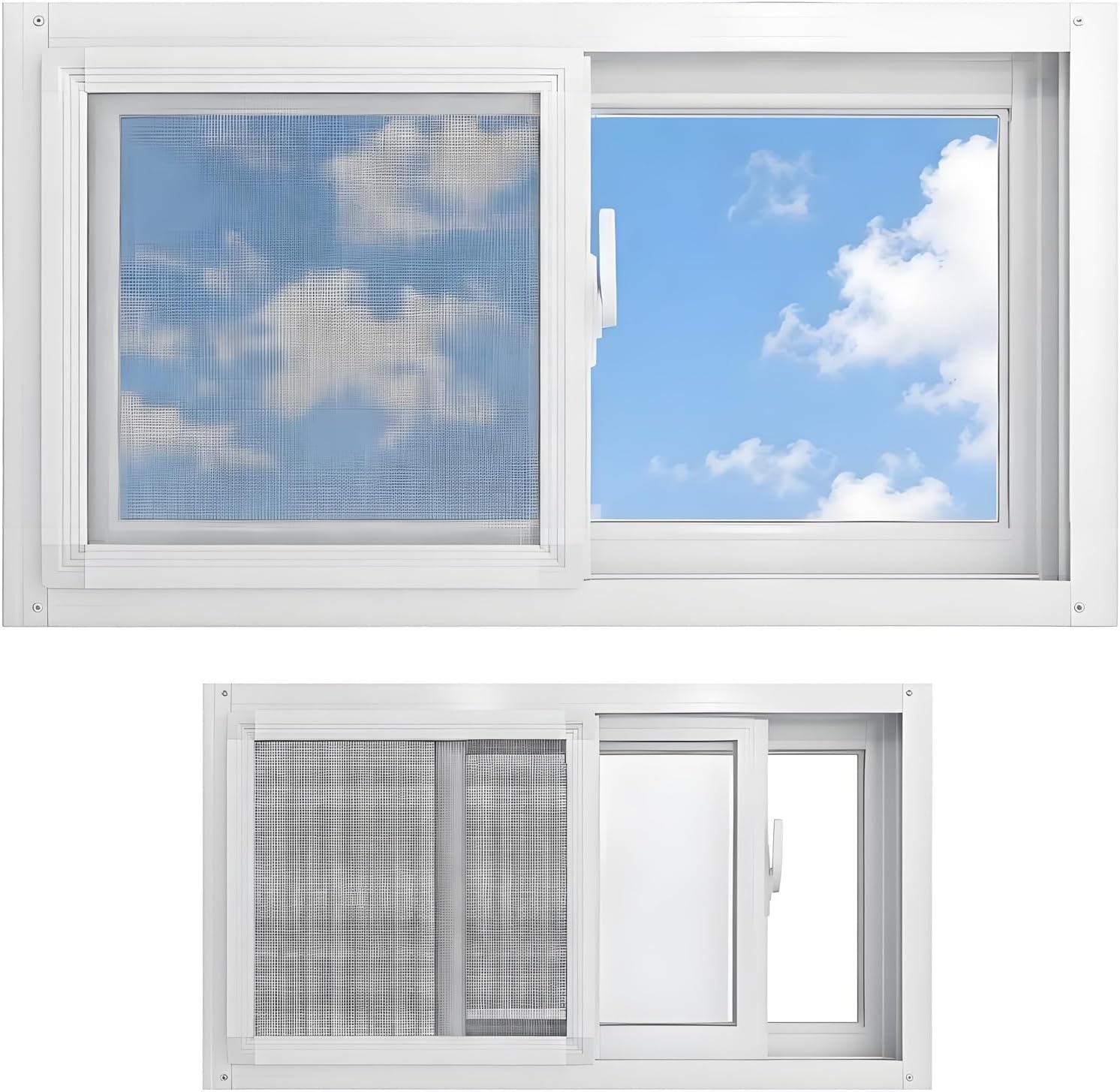 Basement Windows, 24"x12" Aluminum Sliding Windows for Bathroom & Shed | Small Household Window Replacement with Double Pane Tempered Glass, Horizontal Slider Window(White,26x15in)
