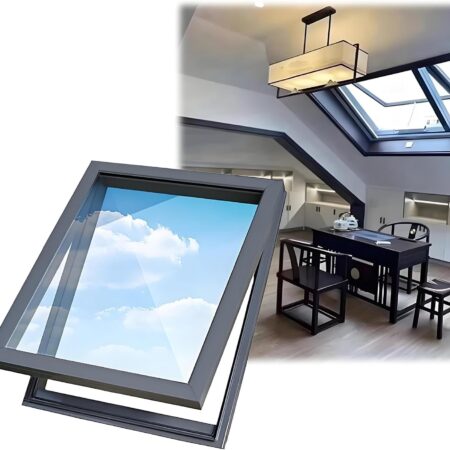 Skylight Windows for House Roof with Double Layer Tempered Glass, Roof Lighting Well Window for Indoor Attic, Aluminium Window Cover for Garage/Basement/Loft/Dark Room(30x20)
