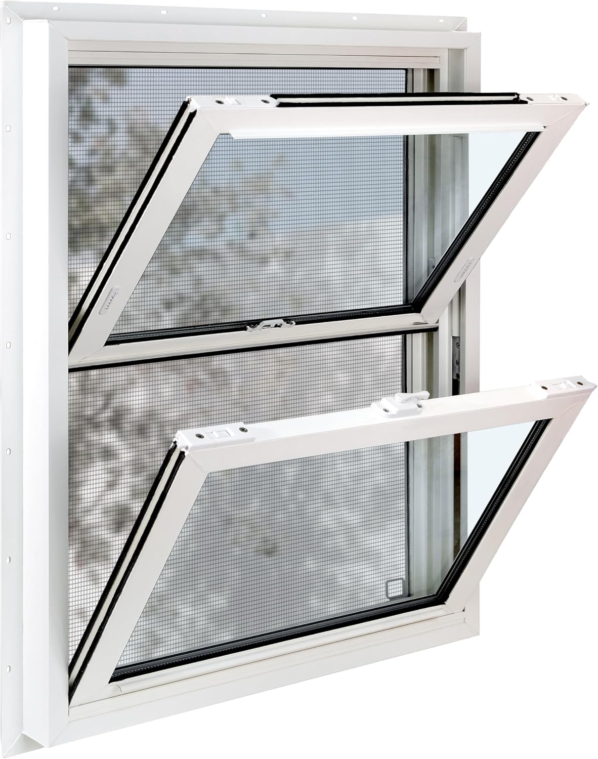 Vinyl Double Hung Sliding Window, 24" x 36" White | Household Window with Double-Pane Insulated Tempered Glass and Fiberglass Screen for House, Mobile Home