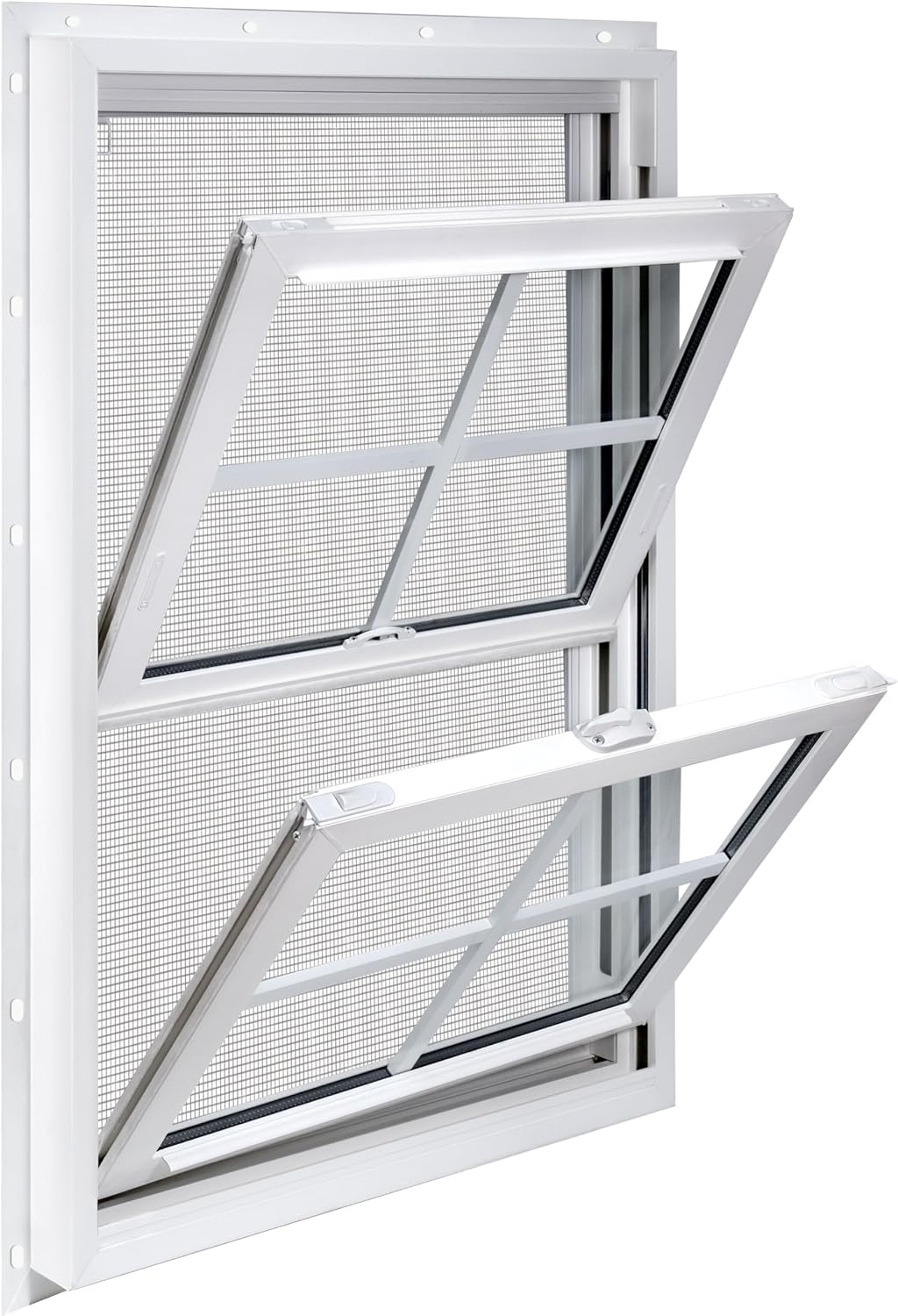 24" x 36" Vinyl Double Hung Window, White | Household Window with Double-Pane Insulated Tempered Glass, Lower Tilt Sash Screen Included Window for House, Mobile Home
